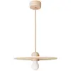 Image de Creative Cables Suspension En Bois Avec Câble Textile Et Abat-jour Ufo Avec Bulb