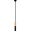 Image de Creative Cables Lampe Suspendue Avec Câble Textile Et Double Abat-jour Tubulaire E14 En Bois Et Métal One Size