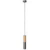 Image de Creative Cables Lampe Suspendue Avec Câble Textile Et Double Abat-jour Tubulaire E14 En Bois Et Métal
