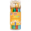 Image de Legami - Lot de 24 crayons de couleur avec taille-crayon Teddy Friends, crayons de couleur, en forme d'ours, résistants, sans bois, couleurs vives, récipient en PET réutilisable en occasion ou reconditionné