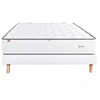 Image de Ensemble Matelas 140x190 cm, Iris, 20 cm, mémoire de forme, ferme, face été/hiver + sommier blanc ep 13cm