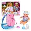 NENUCO 700017206 Poupée de promenade avec Matthio, 35 cm, avec sac à dos porte-bébé pour transport 2 en 1 qui se transforme en hamac, avec accessoires de jouet, tétine et bibe, célèbre
