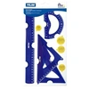 Image de Kit de traçage incassable flexible 4 pièces bleu 2 équerres, 1 rapporteur, 1 règle