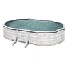 Image de Piscine ovale acier - 6,34m x 3,99m x H: 1,22m - Imitation bois Nordique Filtration a sable Renfort apparents