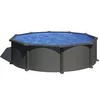 Image de Kit Piscine hors sol acier grise anthracite ronde - Ø370 x H132 cm - Ronde (Livrée avec une échelle +filtre a sable + sable)