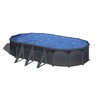 Image de Piscine ovale acier 7,44m x 3,99m x H: 1,22m - Gris anthracite - Filtration à sable - Renforts apparents