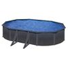 Image de Piscine ovale acier 6.34m x 3.99m x H: 1.22m en Gris anthracite - Filtration à sable - Renfort apparents