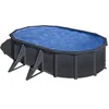Image de Piscine ovale acier 5.27m x 3.27m x H: 1.22m en Gris anthracite - Filtration à sable - Renfort apparents