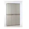 Image de Armoire haute de rangement TITANIUM - 3 portes, étageres et penderie - Beige et Taupe