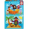 Image de Puzzle de 2 x 20 pièces Educa Piratas Multicolore 22x32x4 cm 641659