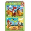 Image de 2 puzzles 48 pieces chevaliers et dragons