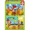 Image de Puzzle de 2 x 48 pièces Educa Dragones y caballeros Multicolore 21x31x7 cm 641661