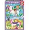 Image de Puzzle de 2 x 20 pièces Educa Unicornios-Hadas Multicolore 22x32x5 cm 637150