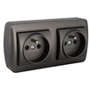 Image de - Double prise française 2P+T 16A 250 V - en saillie - Noir graphite