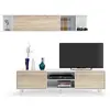 Image de Meuble TV ABBY 2 portes, 2 niches et étagère murale L180cm - Blanc et Bois