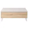 Image de Table basse ABBY avec panneau central relevable L100cm x P68cm - Blanc et Bois