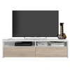Image de Meuble TV 2 portes bois clair et mélaminé blanc Aliance 130 cm