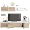 Image de Meuble TV ELODIE 4 portes avec étagère murale L200cm - Blanc et Bois