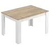 Image de Table à manger THEA extensible L140-190cm - Blanc et bois