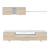 Image de Meuble TV HUGO 3 portes et 1 niche avec étagère murale L200cm - Blanc et bois