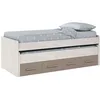Image de Dmora - Lit d'enfant Spokane, Cadre de lit pour chambre, Lit simple avec lit gigogne et 4 tiroirs, 198x96h69 cm, Blanc et Marron en occasion ou reconditionné