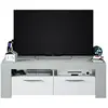 Image de Meuble TV WENDY 2 portes et 2 niches de rangement L120cm - Blanc et Béton