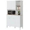 Image de Habitdesign Modèle Kira Meuble d'appoint de cuisine 5 portes + 1 tiroir Finition blanche « Artik » et chêne canadien, dimensions : 186 x 108 x 40 cm (H x l x P). en occasion ou reconditionné