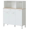Image de Buffet 3 portes 1 tiroir mélaminé blanc et chêne Focus 108 cm