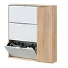 Image de Habitdesign armoire de chambre meuble à chaussures 4 portes, modèle class, finition en chêne canadien et blanc artik, dimensions : 106 cm (longueur)