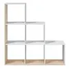 Image de Bibliothèque escalier JADE avec 6 cubes L108cm x H110cm - Blanc et bois