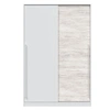 Image de Armoire penderie MYA avec portes coulissantes L120 x H200cm - Blanc et bois