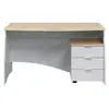 Image de Bureau ROY avec caisson de 3 tiroirs L136cm - Blanc et bois