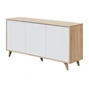 Image de Buffet LAURA 3 portes avec 3 étagères L154cm - Blanc et Bois