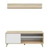 Image de Meuble TV LAURA 2 niches, 1 porte et étagère murale L135cm - Blanc et Bois