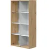 Image de Bibliothèque étagère NOA - Blanc et chêne - 8 cases - 137x71,5x33 cm