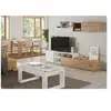 Image de Ensemble meuble TV réversible JULIA - Mélaminé blanc et chêne - 2 Portes abattantes - L194 x P57 x H109 cm