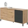 Image de Buffet 2 portes 3 tiroirs - Panneaux de particules mélaminé - Chêne et noir - BROOKLYN L 154 cm x P 41 cm x H 74 cm