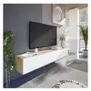 Image de Meuble TV suspendu KAWAY 180x28x35 cm Chêne Nodi Blanc Artik