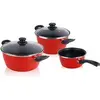 Image de Batterie de cuisine 5 pièces, induction, antiadhésive sans PFOA GRANA Rouge
