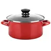 Image de Casserole Induction 20 cm Acier Emaillé, Antiadhésif sans PFOA, Couvercle Verre,, Optimax, , Rouge