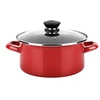 Image de Casserole Induction 26 cm Acier Emaillé, Antiadhésif sans PFOA, Couvercle Verre,, Optimax Rouge