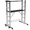 Image de VOUNOT® Échafaudage Aluminium 3 en 1 Échelle Stable Multifonction avec Plateforme de Travail : 120 x 40cm Charge Max 150KG 6 Postions Échafaudage Mobile sur Roues avec Support à Outils Argenté en occasion ou reconditionné