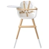 Image de Chaise Haute Ovo Original One Luxe Blanc/Naturel Harnais Simili Cuir Beige