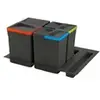 Image de - Poubelles pour tiroir de cuisine Recycle (Lot de 3 bacs de tri) Kit avec une poubelle de 15 litres et 2 poubelles de 7 litres