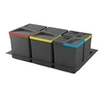 Image de Kit poubelle de tri sélectif pour tiroir de cuisine avec socle Recycle hauteur 266mm, 2x15litres, 2x7litres, module 800mm, Plastique Gris antracite
