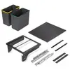 Image de Bac de tri sélectif pour montage latéral sur meuble de cuisine Recycle 2x24litres, Acier, Plastique gris anthracite