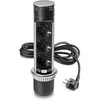 Image de Multiconnecteur Vertikal Push 60, diamètre 60 mm, 3 prises de type Schuko, 1 USB de type A, 1 USB de type C, Acier et plastique, Acier inoxydable