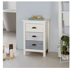 Image de Chevet 3 tiroirs 46x35x65 cm en pin blanc, gris et beige - KINDA