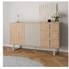 Image de Buffet 2 portes 3 tiroirs 140x40x80 cm effet chêne et crème - JUNGA