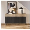 Image de Buffet 3 portes 3 tiroirs 150x40x82 cm décor chêne et noir - NANGY